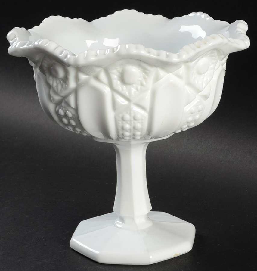 317 Milk Glass Round Compote (Height X Width) by Smith Glass -1