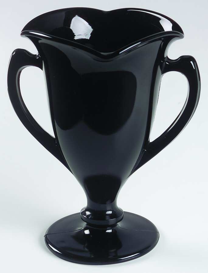 432 Black 8" Crimped Vase by Smith Glass -1