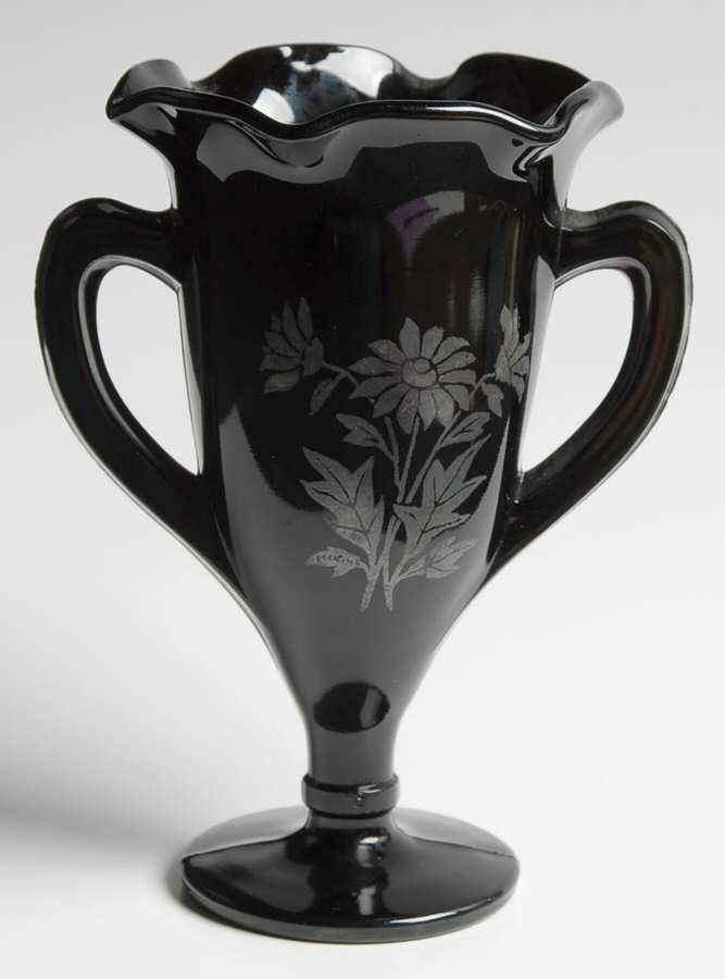 432 Black 5" Crimped Vase by Smith Glass -1