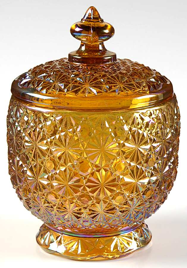 Daisy and Button Gold Carnival Candy Dish & Lid by Smith Glass -1