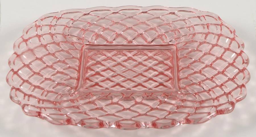 Trellis Pink Dessert Plate by Smith Glass -1