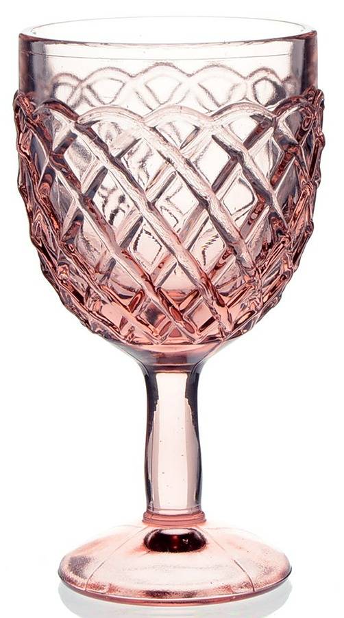 Trellis Pink Water Goblet by Smith Glass -1