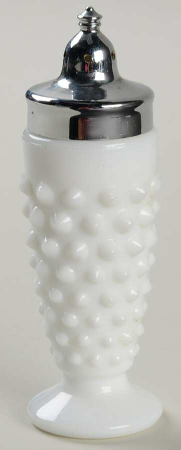 Hobnail Milk Glass Footed Shaker & Metal Lid by Smith Glass -1