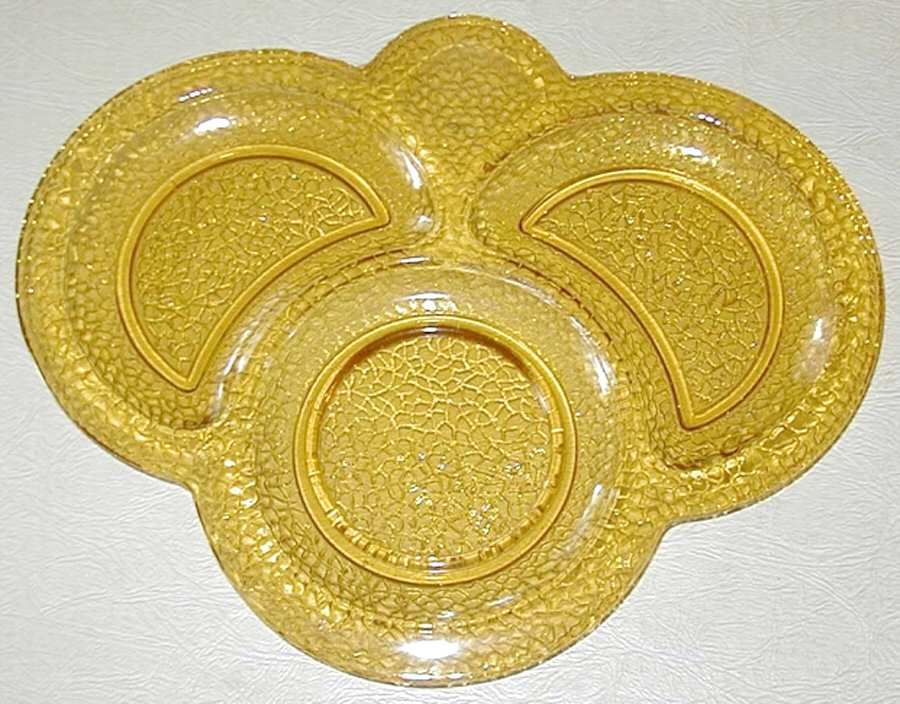 By Cracky Amber Snack Tray For Sherbet by Smith Glass -1
