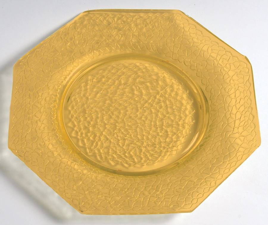 By Cracky Amber 8" Octagonal Salad Plate by Smith Glass -1