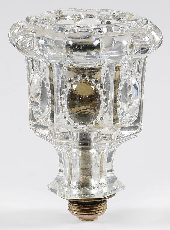 Beaded Medallion Clear Scalloped Candelabra Socket w/ Metal Insert by Smith Glass -1
