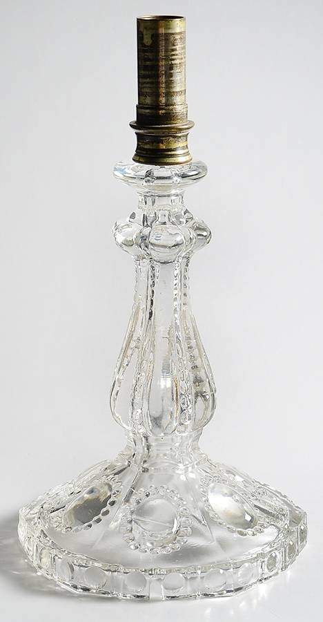 Beaded Medallion Clear 10" Candelabra Base by Smith Glass -1