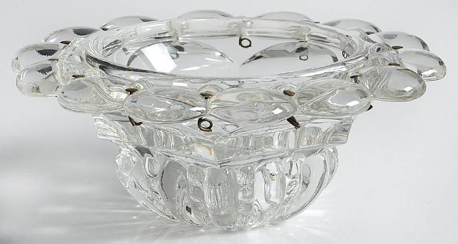 Beaded Medallion Clear Deep Bobeche-Holds 14 Prisms by Smith Glass -1