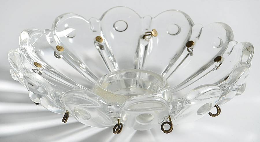 Beaded Medallion Clear Bobeche-Holds 12 Prisms by Smith Glass -1