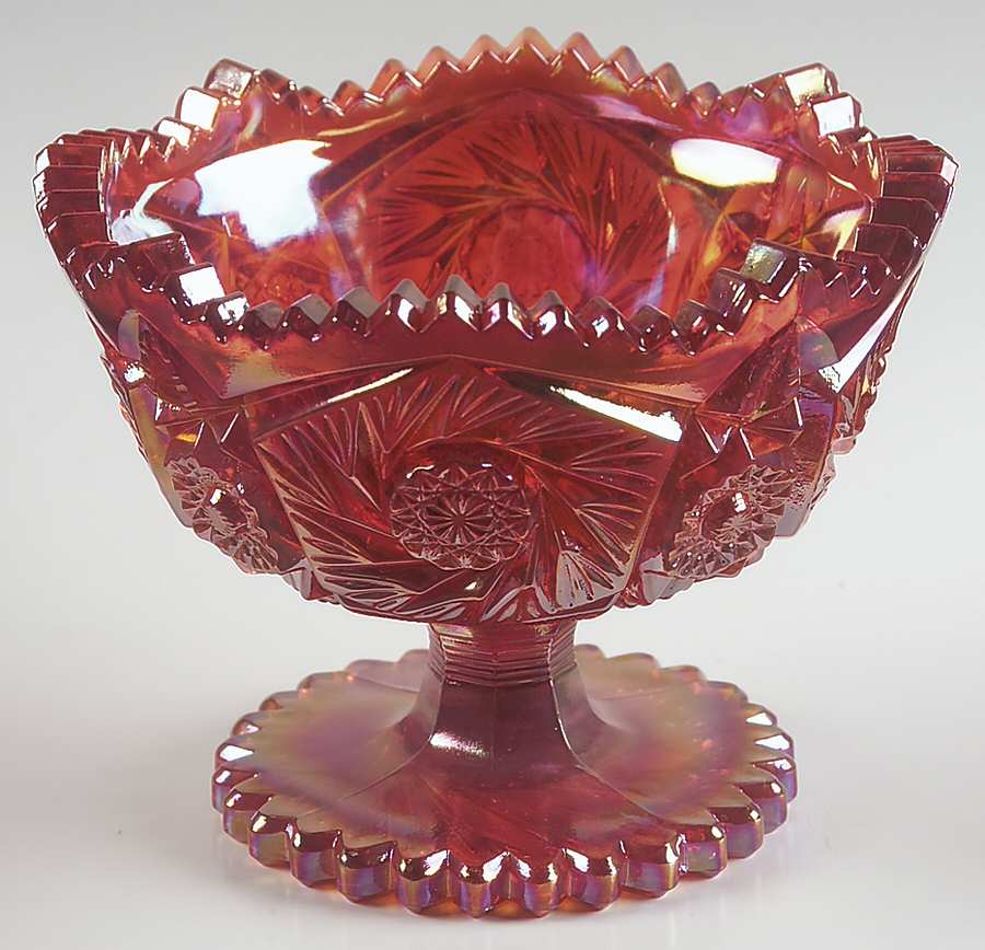 Aztec Ruby Carnival 6" Footed Bowl by Smith Glass -1