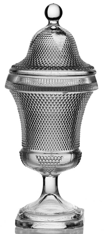 Tiny Hobnail Clear (#650) Urn & Lid by Smith Glass -1