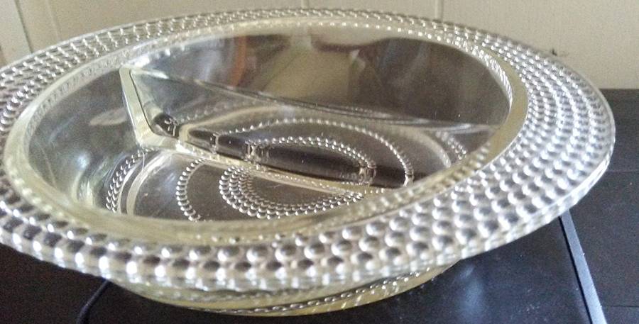 Tiny Hobnail Clear (#650) 6" Round 2 Part Relish by Smith Glass -1