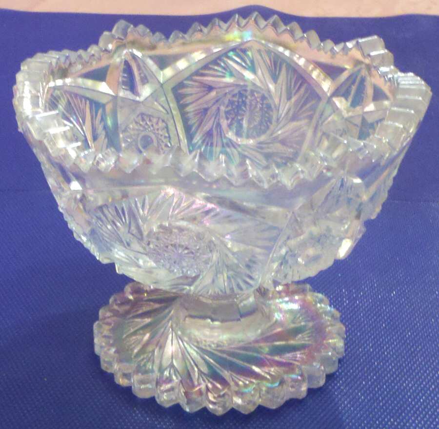 Aztec White Carnival 6" Footed Bowl by Smith Glass -1