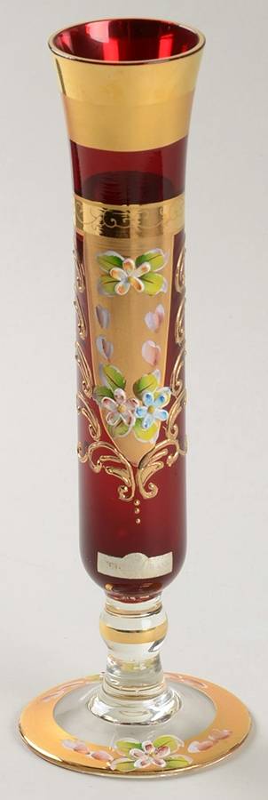 Victorian Glass Decorated 8" Bud Vase by Seyei-1