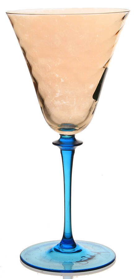 Garda  Amber-Blue (Swirl Optic) Water Goblet by F Schmidt-1
