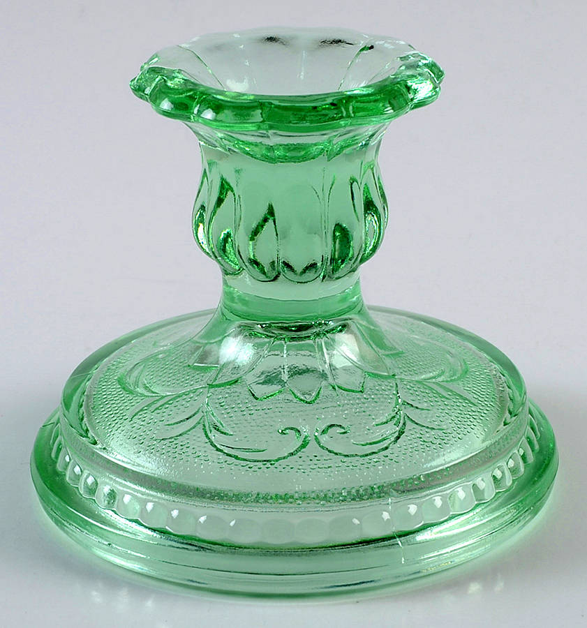 Sandwich Light Green (Chantilly Green) 3" Single Light Candlestick by Tiara-1