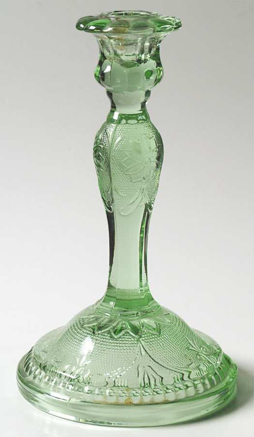Sandwich Light Green (Chantilly Green) Tall Single Light Candlestick by Tiara-1