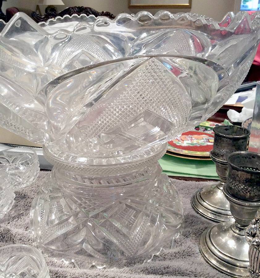 Cornell Clear Punch Bowl with Stand by Tarentum-1