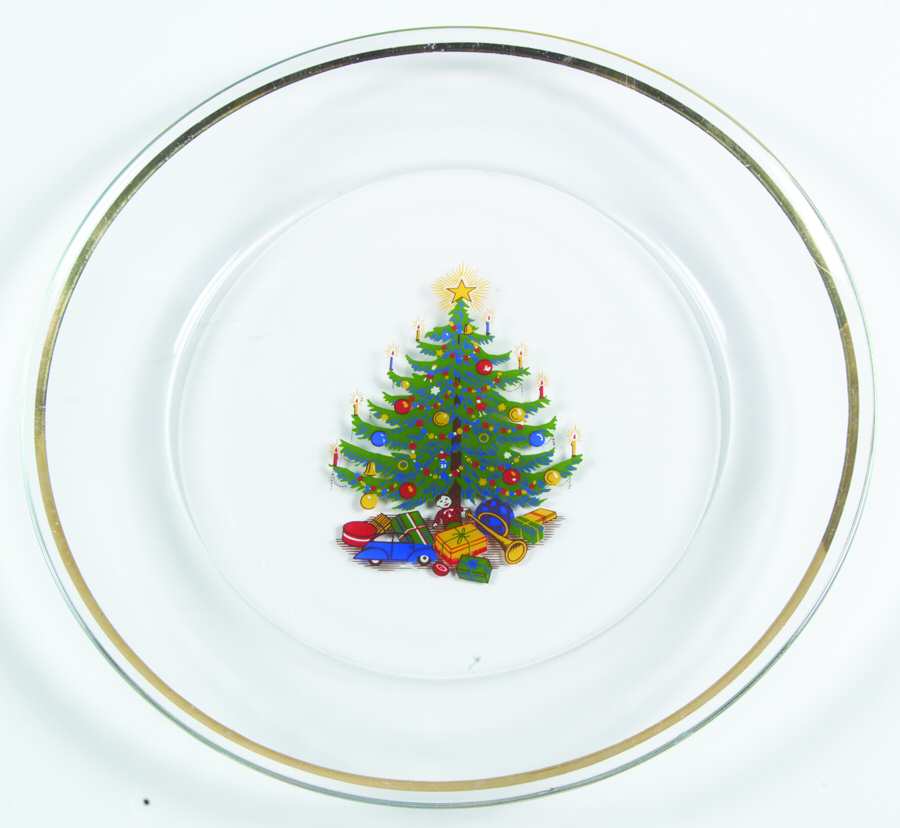 Old Fashioned Christmas Tree Glassware Luncheon Plate by Moderne-1
