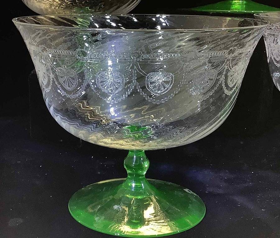 Magda Green Low Sherbet by J H Venon Crystal-1