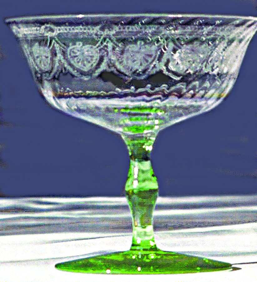 Magda Green Champagne/Tall Sherbet by J H Venon Crystal-1