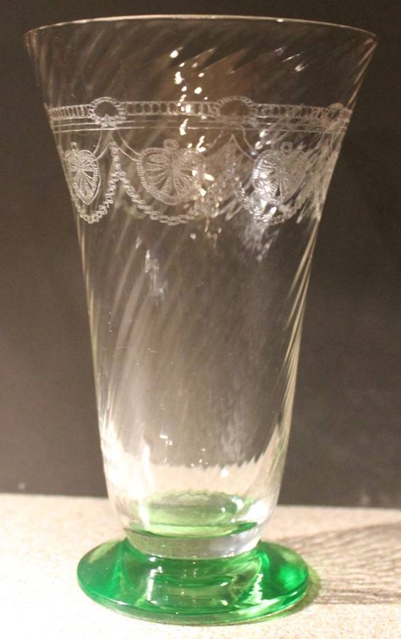Magda Green Footed Tumbler by J H Venon Crystal-1