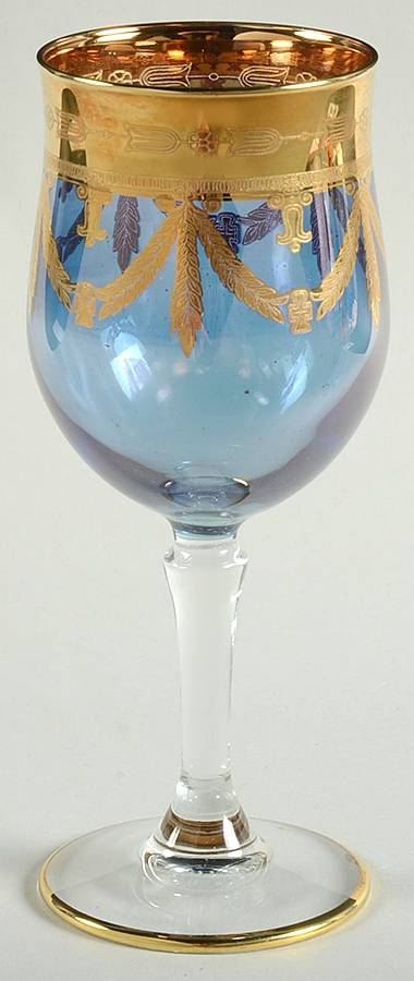 I1ti1t4 Blue Water Goblet by Cristallerie Italian-1