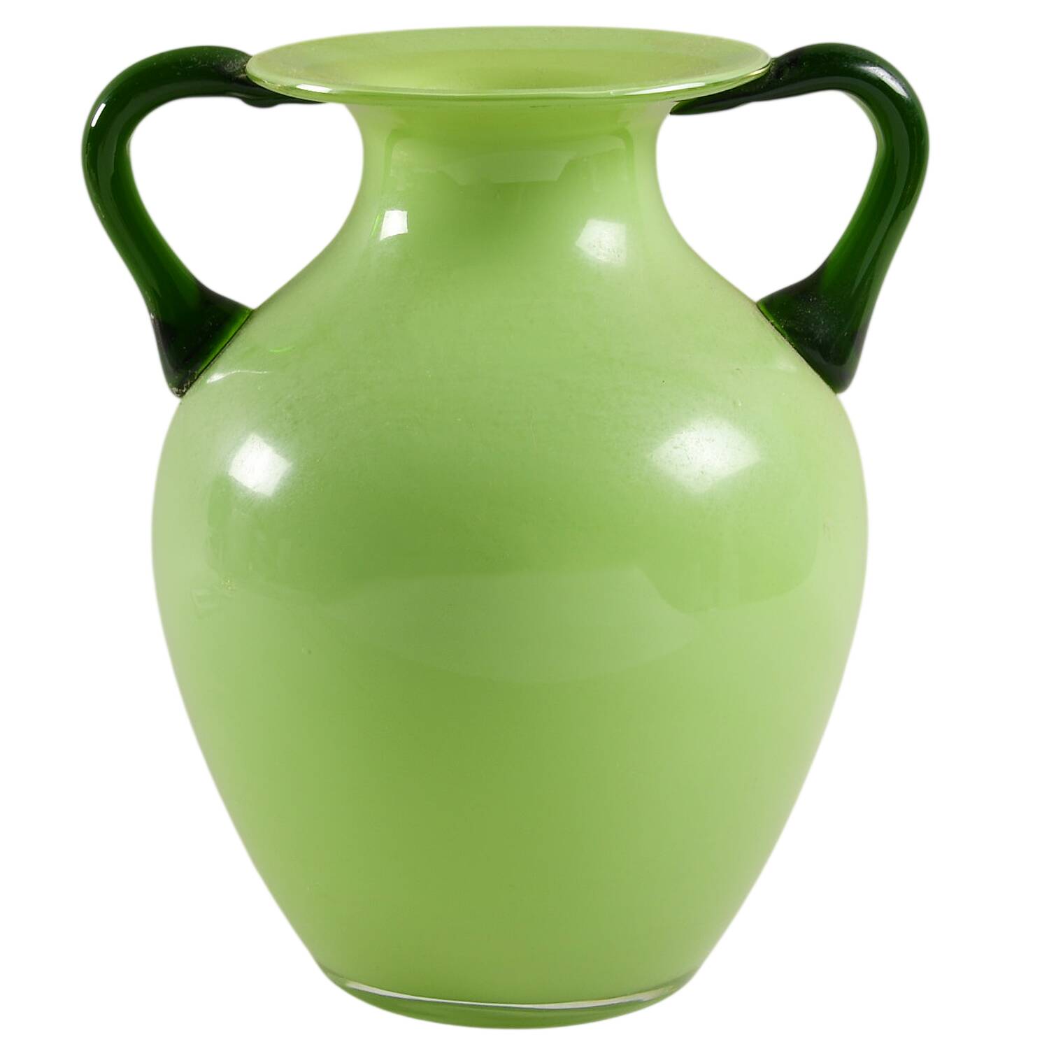 Art Glass 8" Handled Vase by Unknown Manufacturer-1
