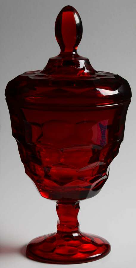 Georgian Ruby Footed Candy Dish & Lid by Viking-1