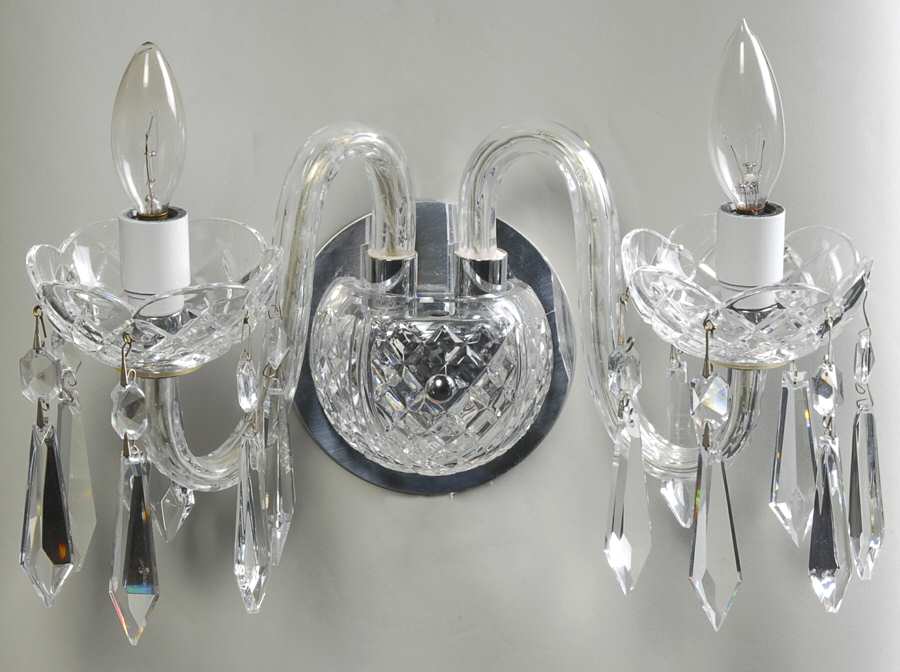 Comeragh (Cut) 2 Arm Electric Wall Sconce by Waterford Crystal-1