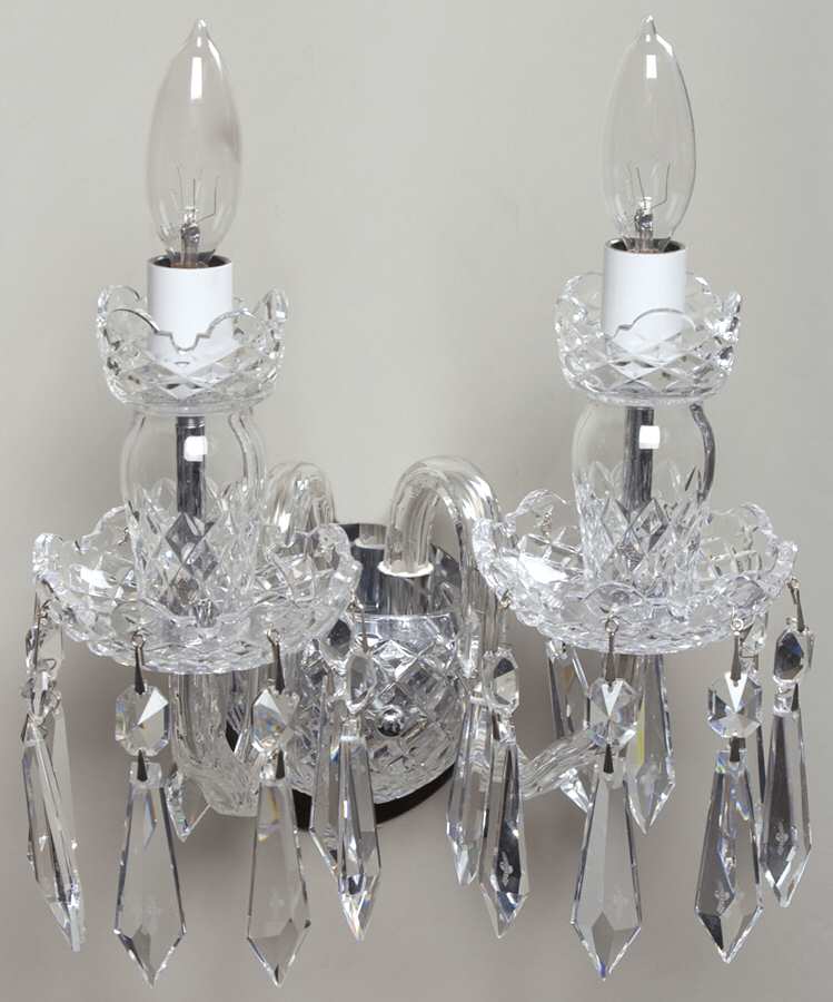 Comeragh (Cut) 2 Arm Electric Wall Sconce by Waterford Crystal-1