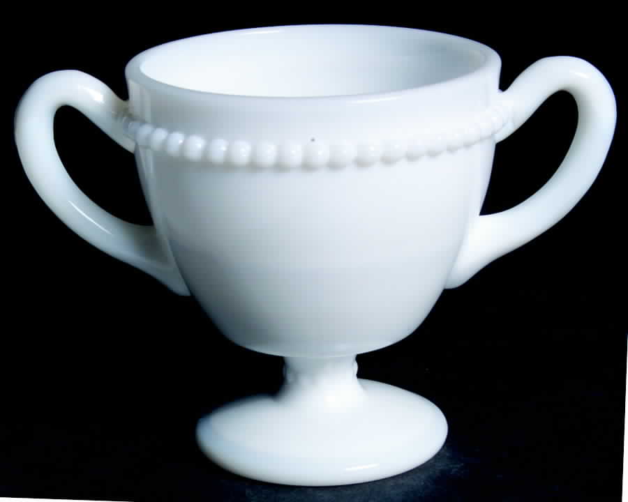 Beaded Edge Milk Glass Open Sugar by Westmoreland-1