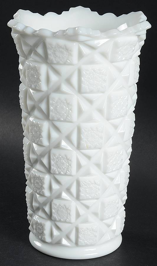 Old Quilt (Milk Glass) 9" Belled Vase by Westmoreland-1