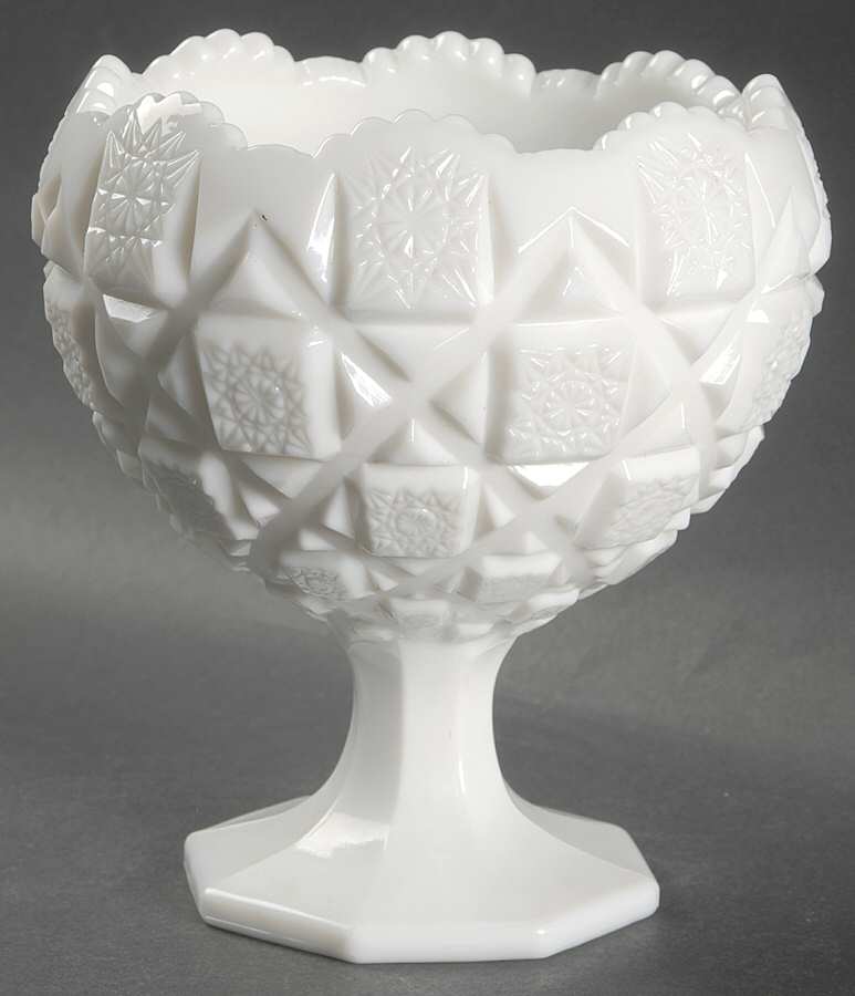 Old Quilt (Milk Glass) 6" Footed Cupped Bowl by Westmoreland-1