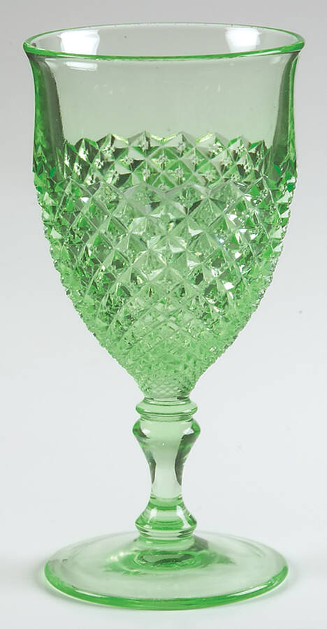 English Hobnail Green (Round Foot) Water Goblet by Westmoreland-1