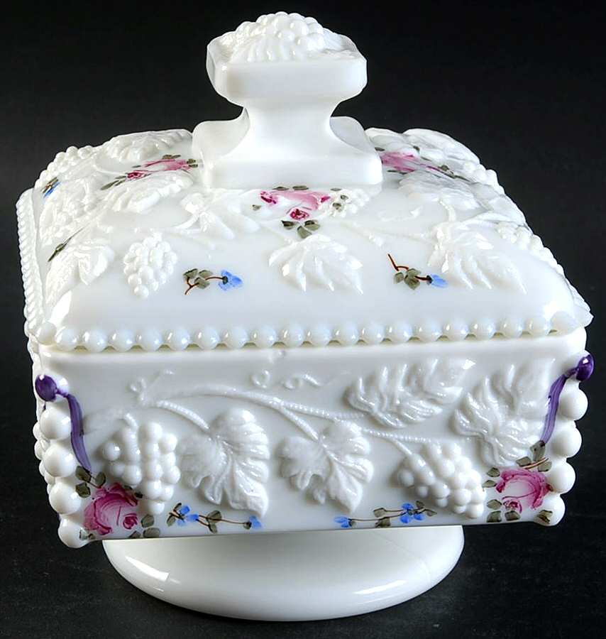 Roses & Bows Beaded Honey Dish & Lid by Westmoreland-1