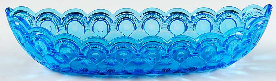 Moon and Star Blue 12" Canoe Shape Relish by Weishar Glass-1