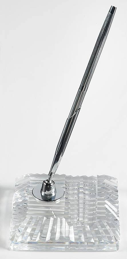 Desk Sets Pen Holder & Silver Metal Pen by Waterford Crystal-1