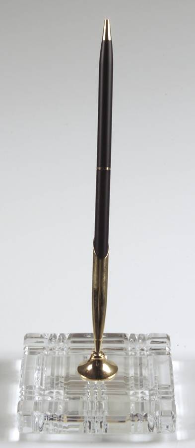 Desk Sets Pen Holder & Black Metal Pen by Waterford Crystal-1