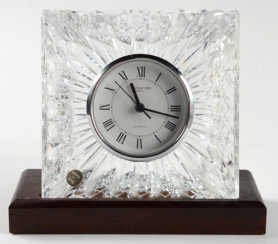 Clocks Olive Quartz Clock on Wood Base by Waterford Crystal-1