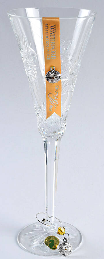 Snowflake Wishes (No Box) Peace Fluted Champagne w/2 Charms by Waterford Crystal-1