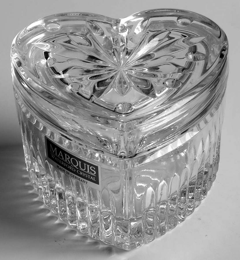 Giftware (Marquis Line) Small Heart Box & Lid by Waterford Crystal-1