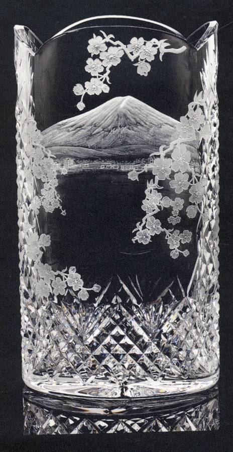 Copper Wheel Engraved Gallery 12" Flower Vase by Waterford Crystal-1