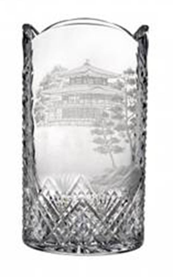 Copper Wheel Engraved Gallery 12" Flower Vase by Waterford Crystal-1