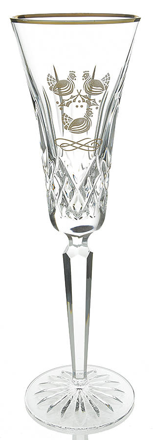 Lismore Twelve Days of Christmas Gold Fluted Champagne No Charm by Waterford Crystal-1