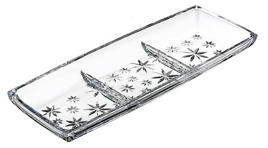 Snowflake 3-Part Rectangular Divided Tray by Waterford Crystal-1