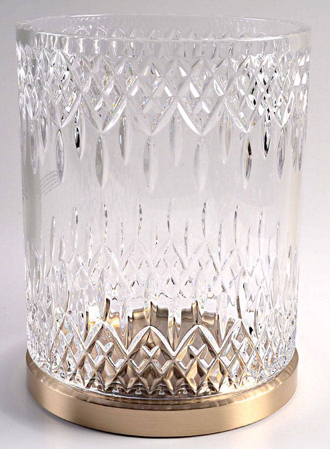 Lismore Reflection with Gold Band Hurricane Lamp & Metal Base by Waterford Crystal-1