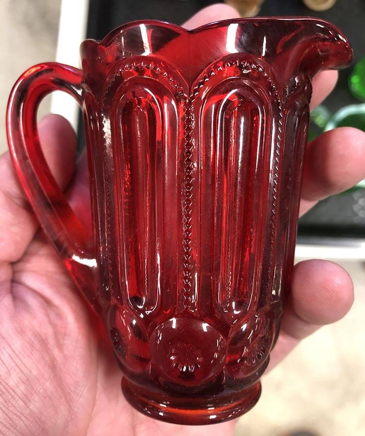 Moon & Star Ruby Child's Mini Pitcher by Weishar Glass-1