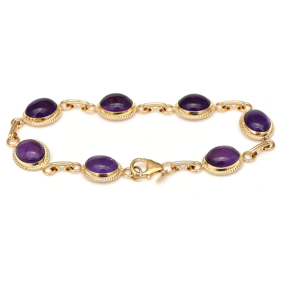 14KY Amethyst(16.50) Bezel Link Bracelet-2