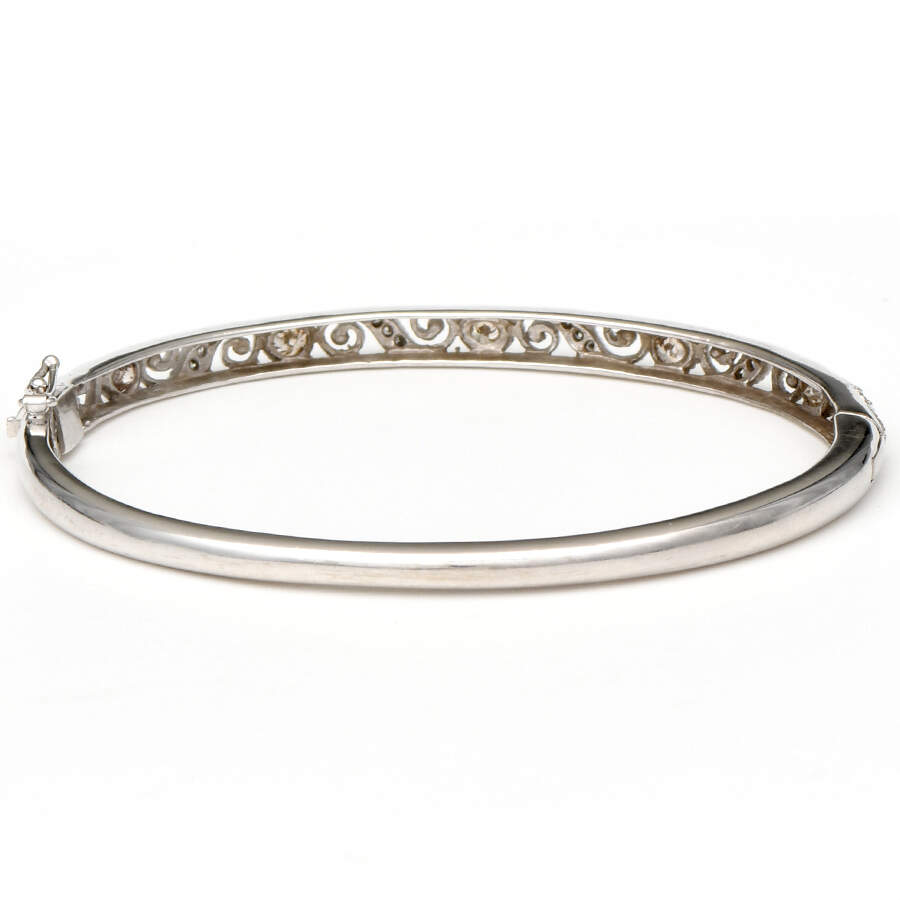 14KW Fancy Brown & White Diamond(1.24) Hinged Bangle Bracelet-2